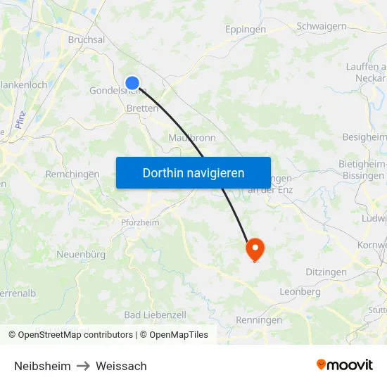 Neibsheim to Weissach map
