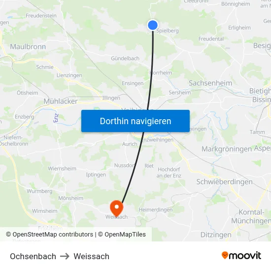 Ochsenbach to Weissach map