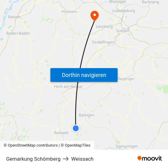 Gemarkung Schömberg to Weissach map