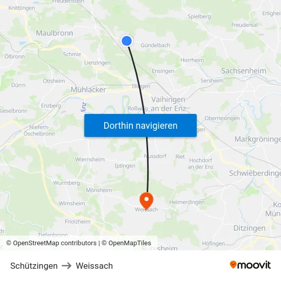 Schützingen to Weissach map