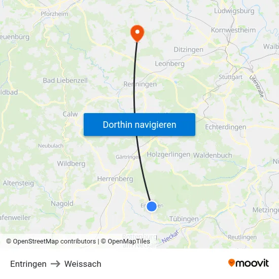 Entringen to Weissach map