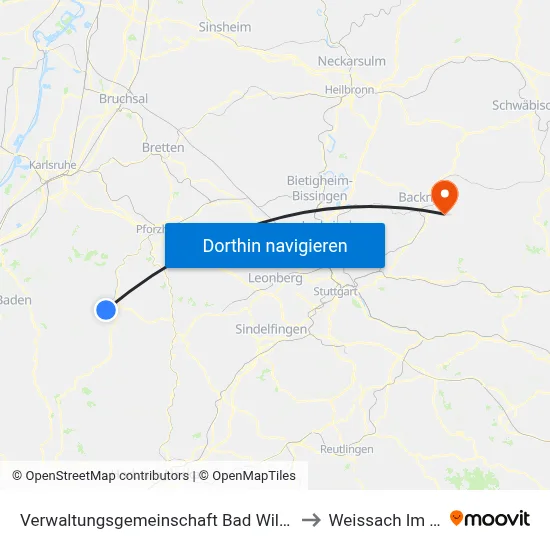 Verwaltungsgemeinschaft Bad Wildbad to Weissach Im Tal map