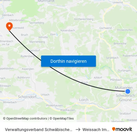 Verwaltungsverband Schwäbischer Wald to Weissach Im Tal map