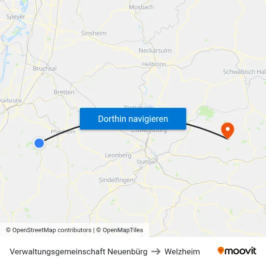 Verwaltungsgemeinschaft Neuenbürg to Welzheim map