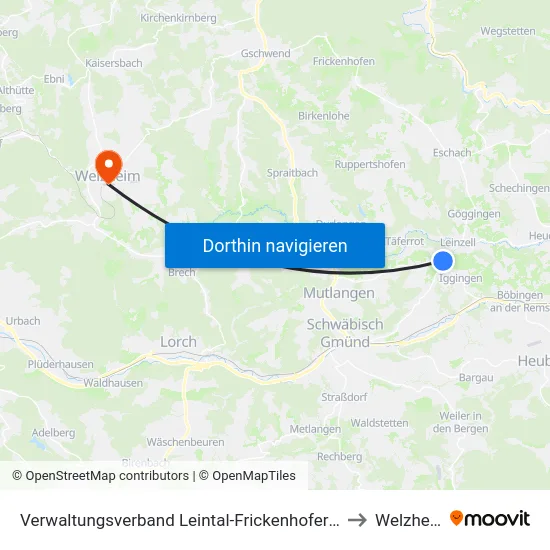 Verwaltungsverband Leintal-Frickenhofer Höhe to Welzheim map