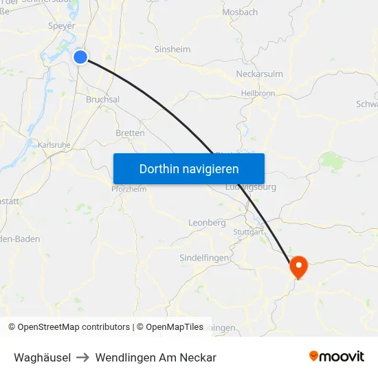 Waghäusel to Wendlingen Am Neckar map
