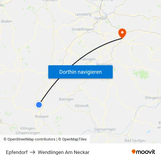 Epfendorf to Wendlingen Am Neckar map