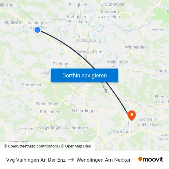 Vvg Vaihingen An Der Enz to Wendlingen Am Neckar map