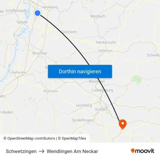 Schwetzingen to Wendlingen Am Neckar map