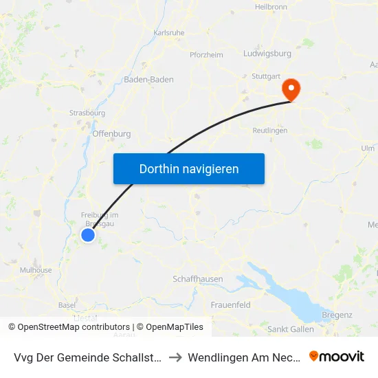 Vvg Der Gemeinde Schallstadt to Wendlingen Am Neckar map