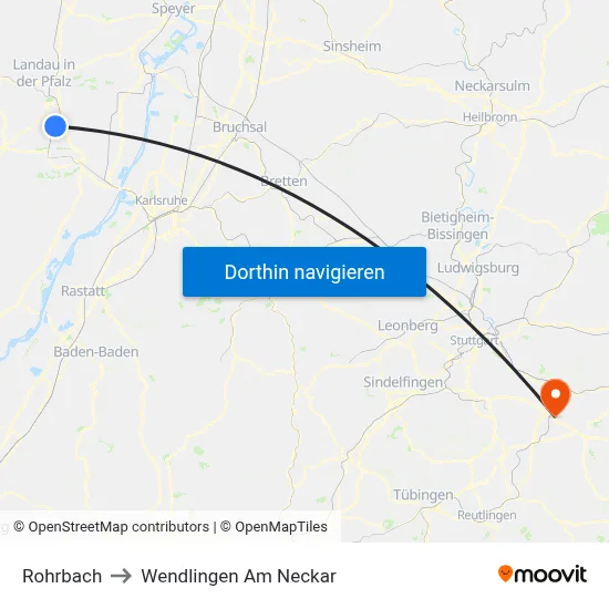 Rohrbach to Wendlingen Am Neckar map
