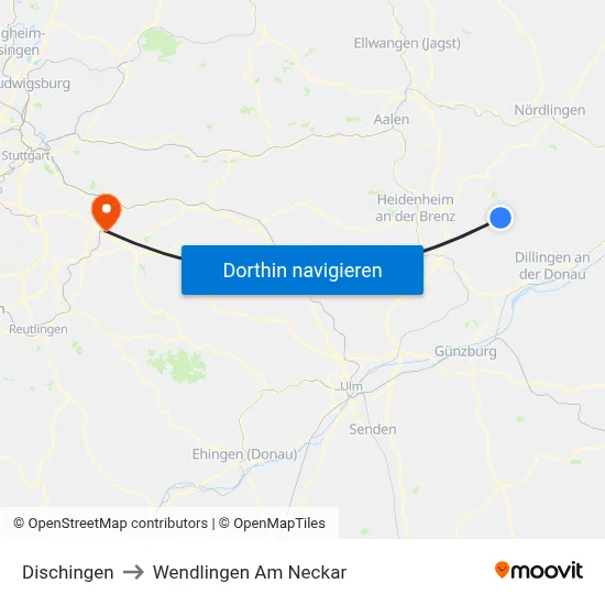 Dischingen to Wendlingen Am Neckar map