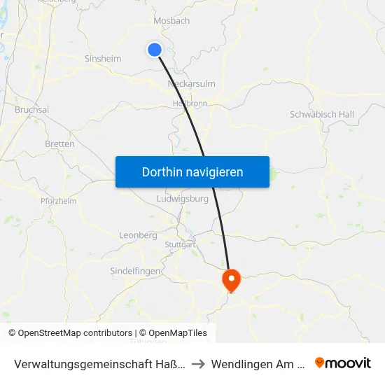 Verwaltungsgemeinschaft Haßmersheim to Wendlingen Am Neckar map