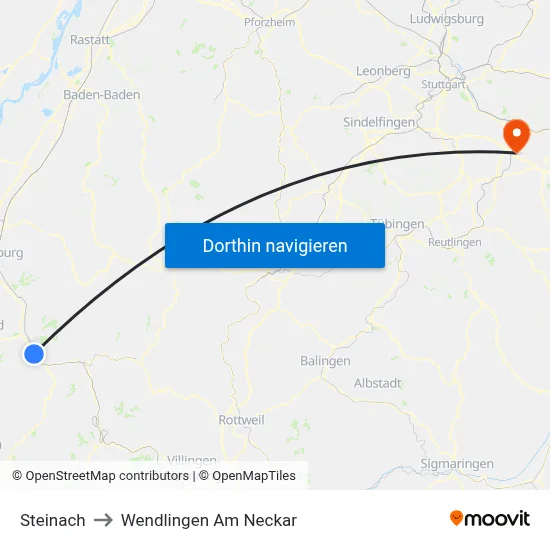 Steinach to Wendlingen Am Neckar map