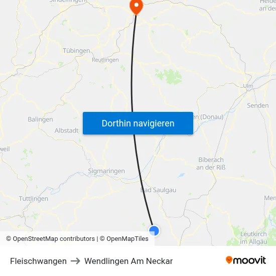 Fleischwangen to Wendlingen Am Neckar map