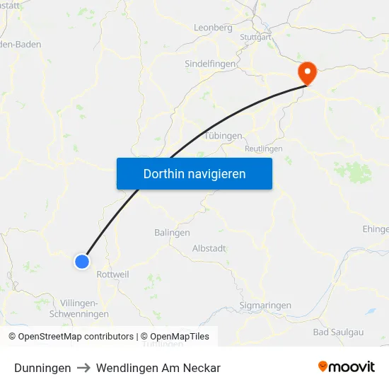 Dunningen to Wendlingen Am Neckar map