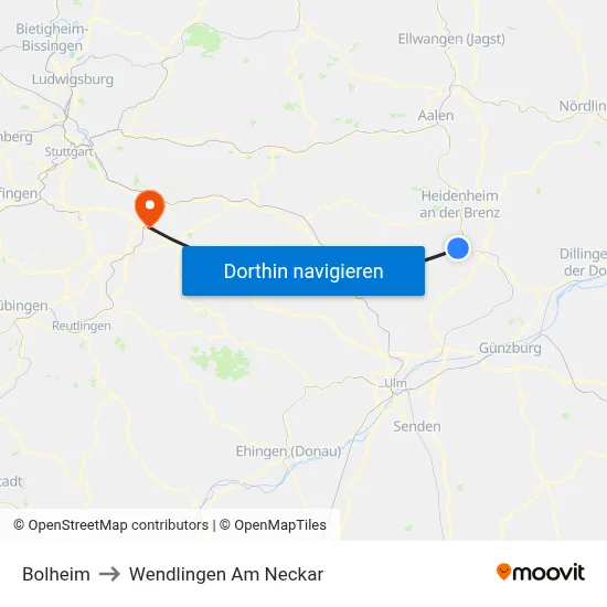 Bolheim to Wendlingen Am Neckar map