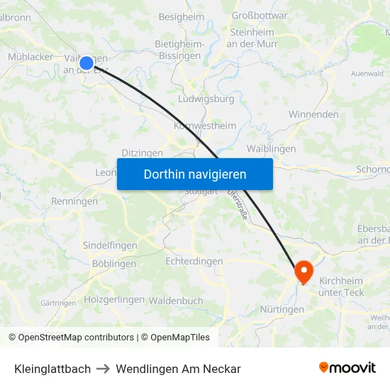 Kleinglattbach to Wendlingen Am Neckar map