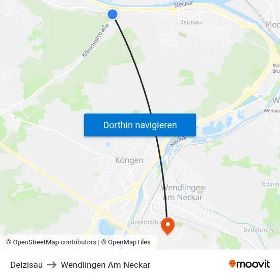 Deizisau to Wendlingen Am Neckar map