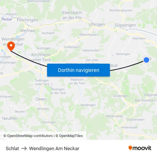 Schlat to Wendlingen Am Neckar map
