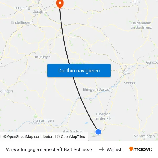 Verwaltungsgemeinschaft Bad Schussenried to Weinstadt map