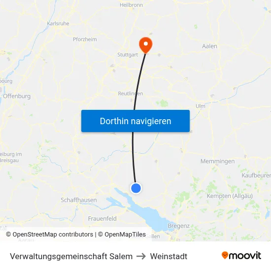 Verwaltungsgemeinschaft Salem to Weinstadt map