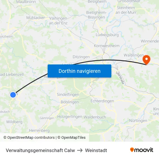 Verwaltungsgemeinschaft Calw to Weinstadt map