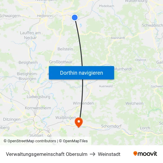 Verwaltungsgemeinschaft Obersulm to Weinstadt map