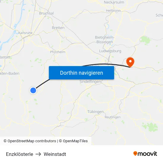 Enzklösterle to Weinstadt map