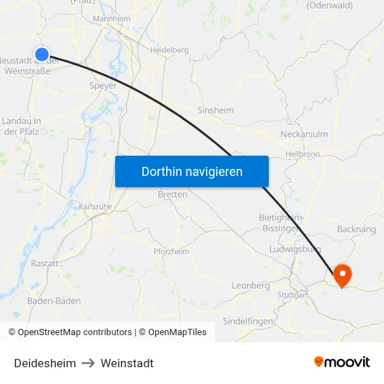 Deidesheim to Weinstadt map