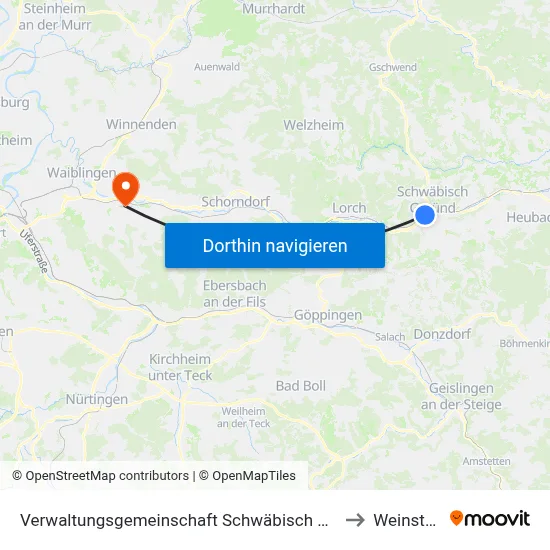 Verwaltungsgemeinschaft Schwäbisch Gmünd to Weinstadt map