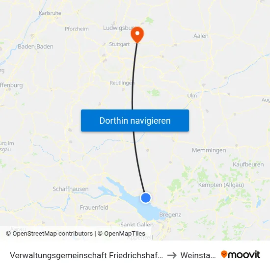 Verwaltungsgemeinschaft Friedrichshafen to Weinstadt map