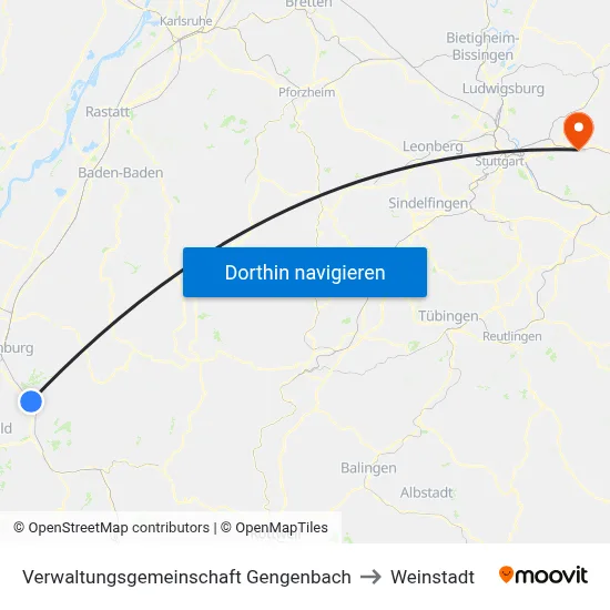 Verwaltungsgemeinschaft Gengenbach to Weinstadt map