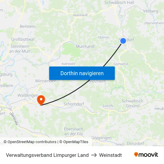 Verwaltungsverband Limpurger Land to Weinstadt map