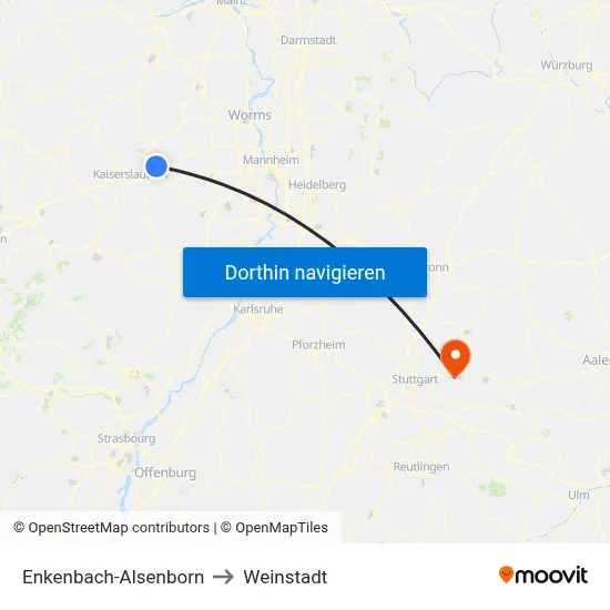 Enkenbach-Alsenborn to Weinstadt map