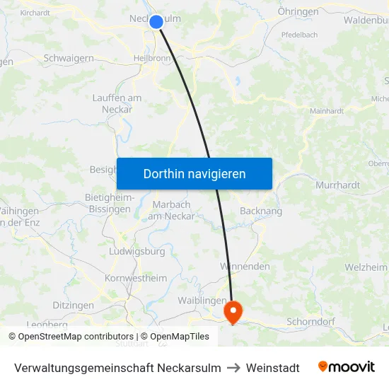 Verwaltungsgemeinschaft Neckarsulm to Weinstadt map