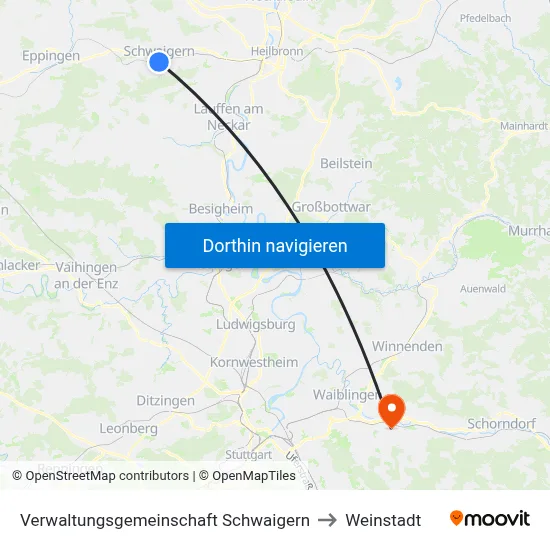 Verwaltungsgemeinschaft Schwaigern to Weinstadt map
