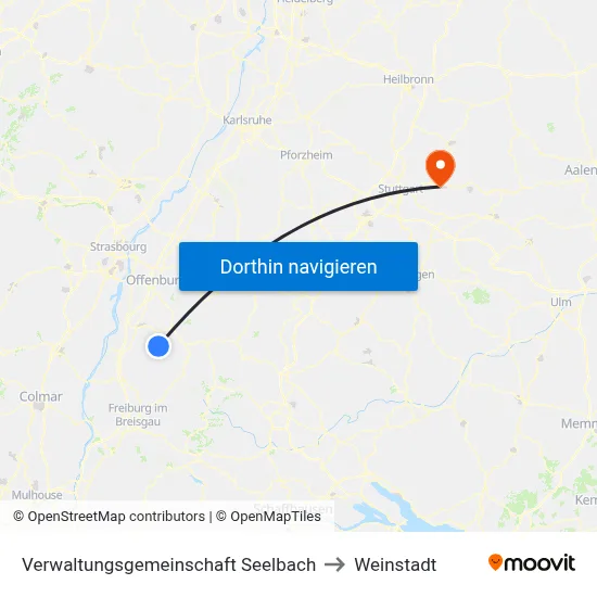 Verwaltungsgemeinschaft Seelbach to Weinstadt map