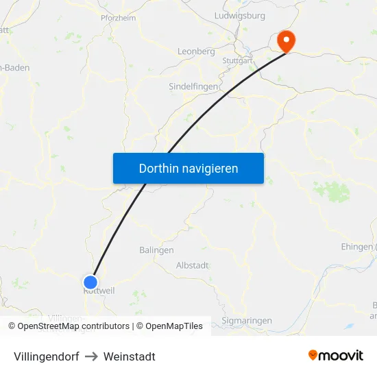Villingendorf to Weinstadt map