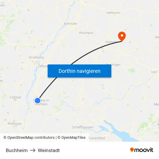 Buchheim to Weinstadt map