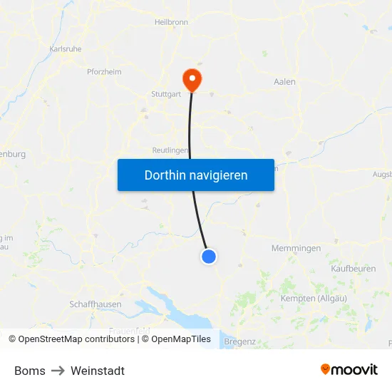 Boms to Weinstadt map