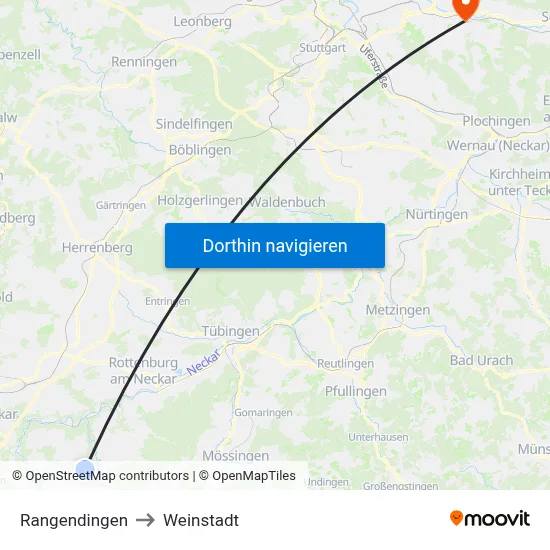 Rangendingen to Weinstadt map