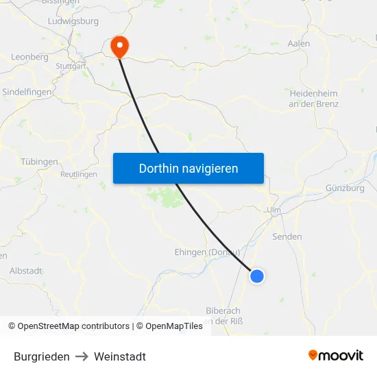 Burgrieden to Weinstadt map