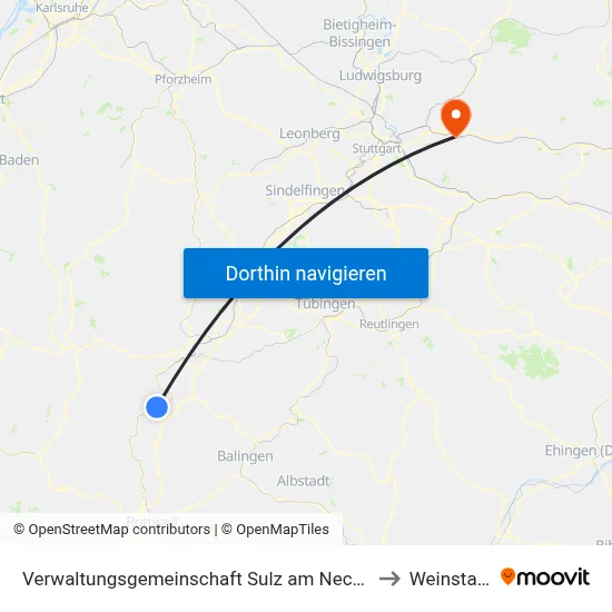Verwaltungsgemeinschaft Sulz am Neckar to Weinstadt map