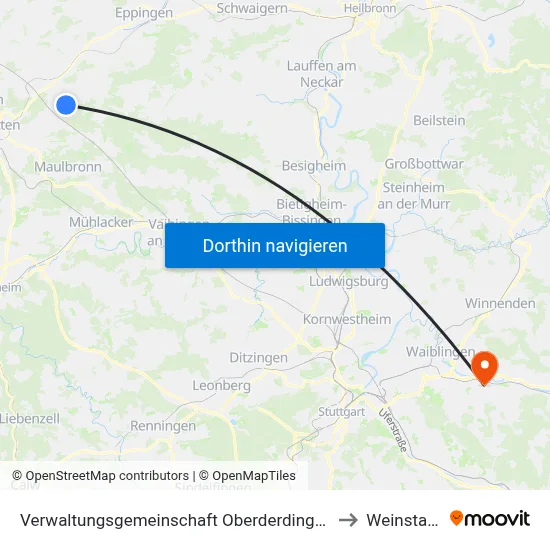 Verwaltungsgemeinschaft Oberderdingen to Weinstadt map