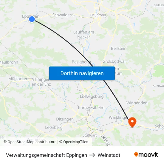 Verwaltungsgemeinschaft Eppingen to Weinstadt map