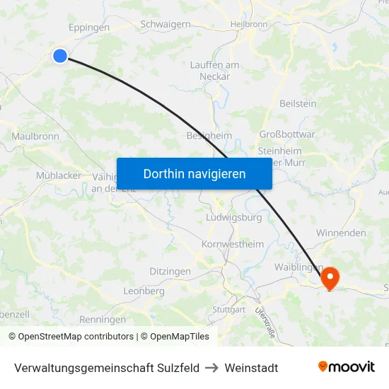 Verwaltungsgemeinschaft Sulzfeld to Weinstadt map