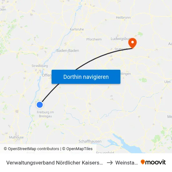 Verwaltungsverband Nördlicher Kaiserstuhl to Weinstadt map