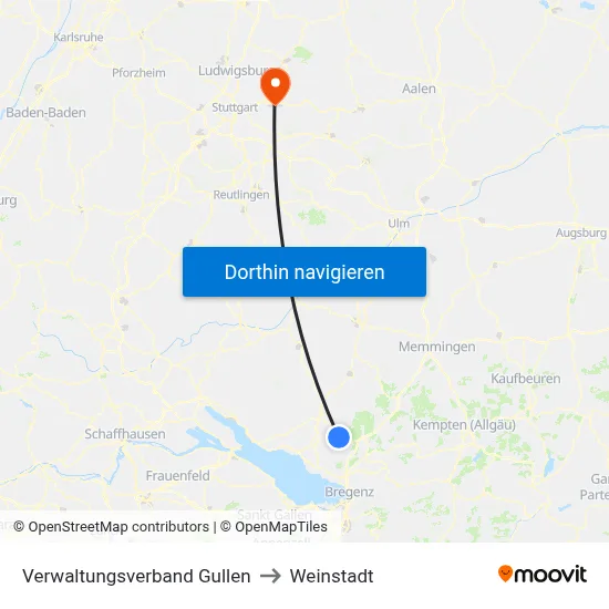 Verwaltungsverband Gullen to Weinstadt map