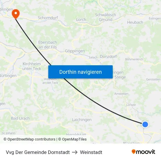 Vvg Der Gemeinde Dornstadt to Weinstadt map